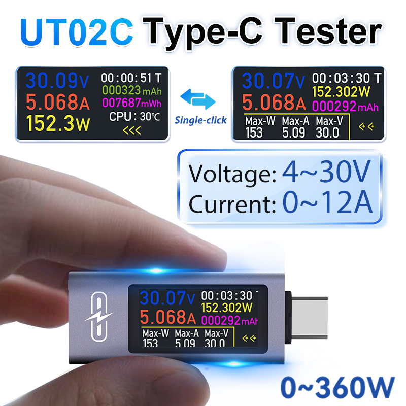 Power Supply Tester - UT02C USB Color Screen Type-C Tester